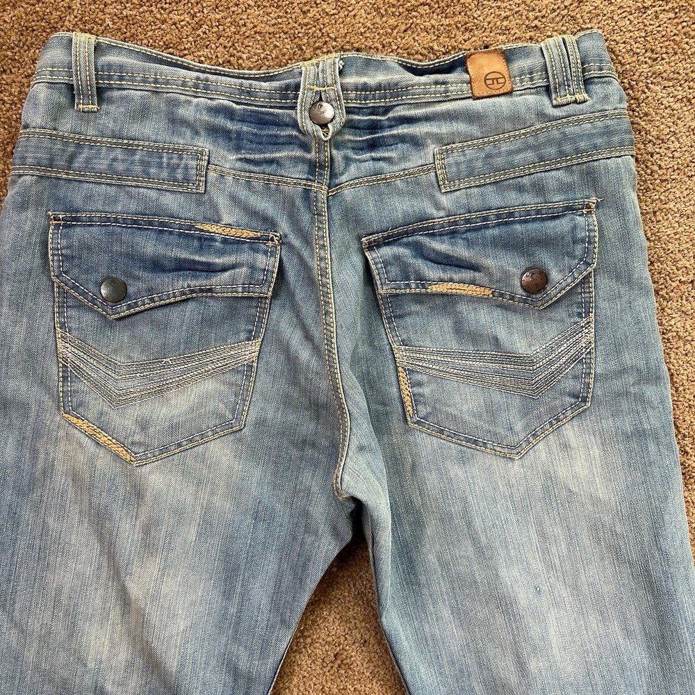 Vintage Joan‎ Craig Distressed Washed Blue Jeans Size 36x32 Embroidered Logo - Picture 8 of 12